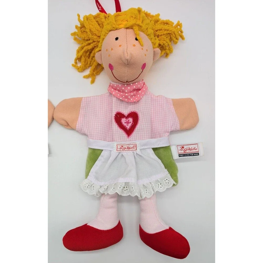Set Of 2 Sigikid Plush Hand Puppets Boy & Girl Germany My Little Theatre